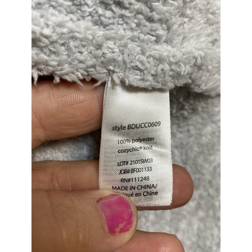 Barefoot Dreams Robe  Sz 3 Heathered Stone White Cozy Belted Plush Luxury Soft - Picture 5 of 6